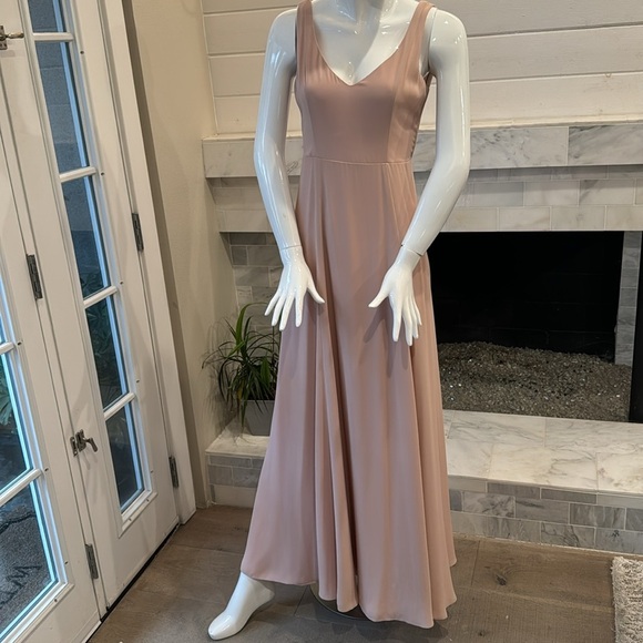 Show Me Your Mumu Jenn Dusty Blush Crisp Maxi Dress Size Small - Picture 4 of 16